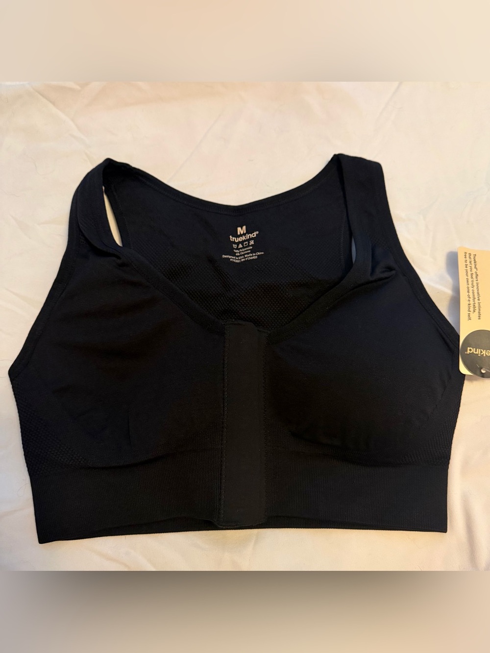 True Kind Black Front-Closure Sports Bra